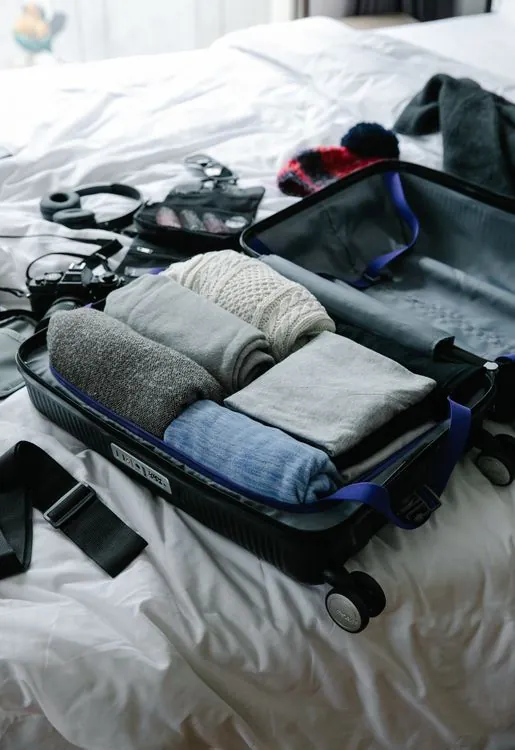 Packed suitcase for traveling